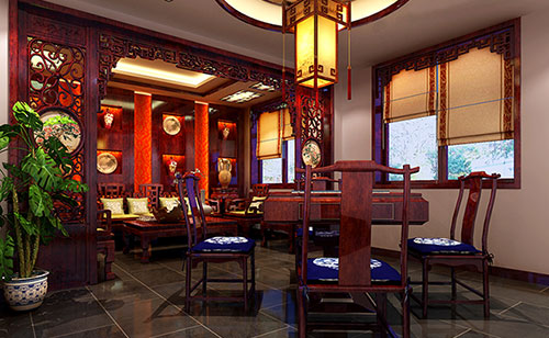 鹤岗古典中式风格茶楼包间设计装修效果图