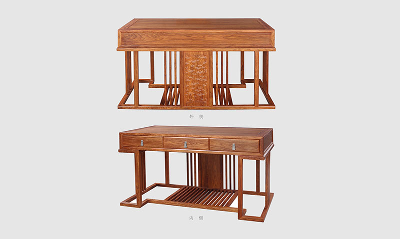 鹤岗 别墅中式家居书房装修实木书桌效果图
